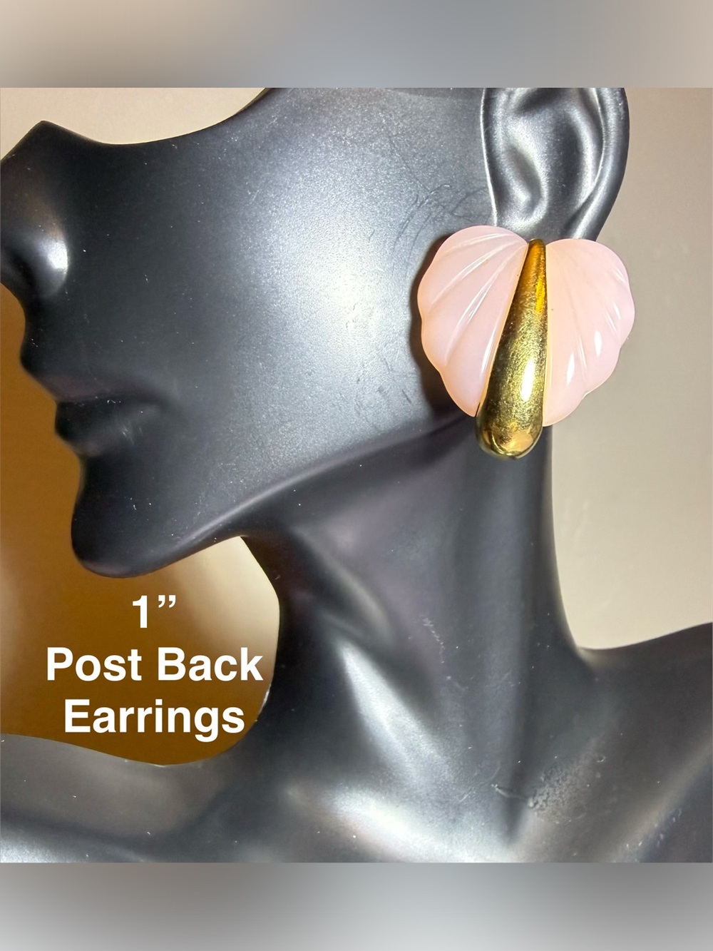 Pink Leaf Gold-Tone Statement Earrings